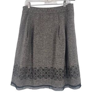 LOFT Gray A-Line Skirt sequin trim wool blend size 10